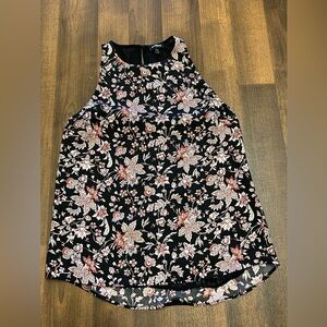 Express Black and Pink Floral Sleeveless Tank Top